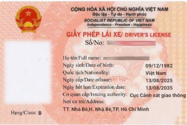 Mẫu GPLX hạng B theo tiêu chuẩn và hệ thống phân hạng GPLX mới